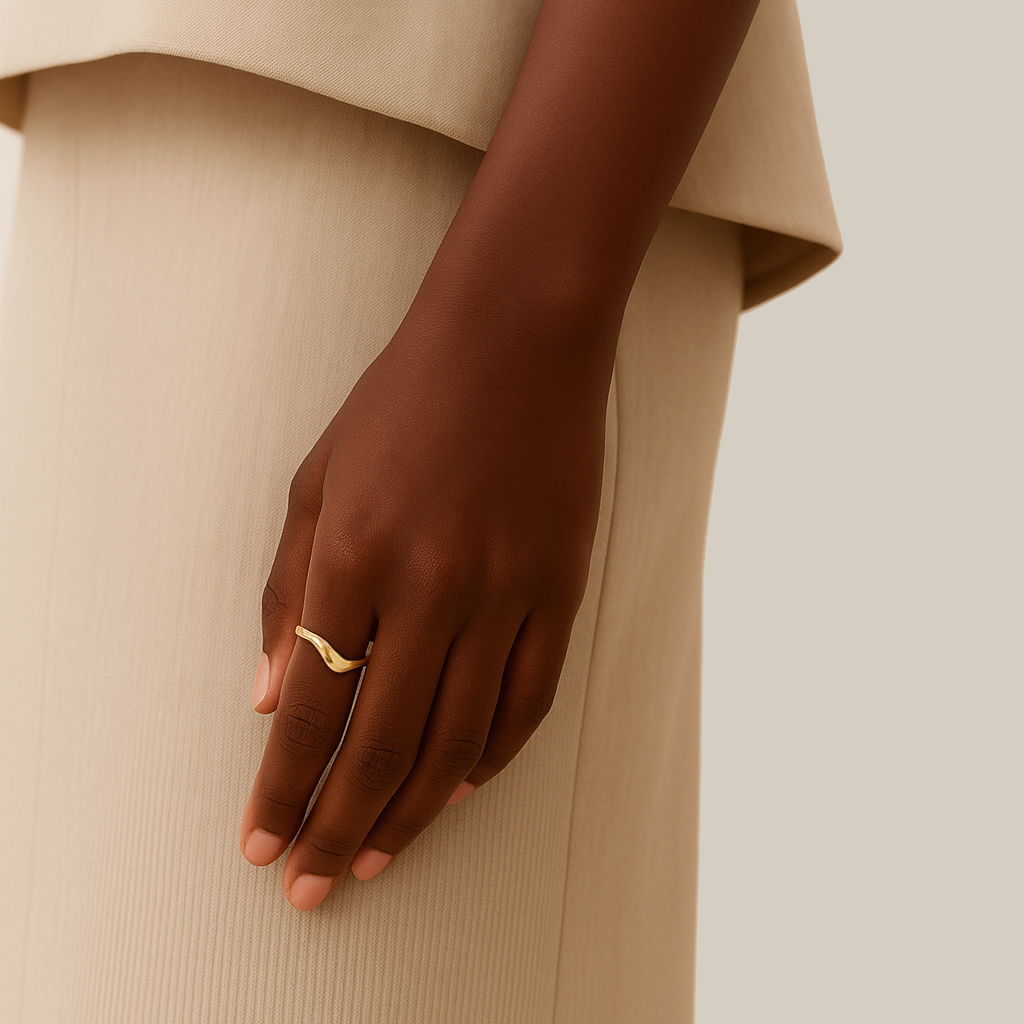 14ct Yellow Gold Pouble Wave Skinny Ring